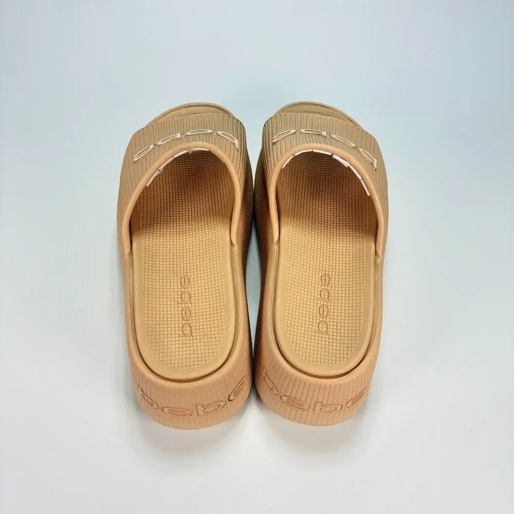 Bebe Plushy Natural Comfort Casual Slip On Platform Slide Sandals Women's Size 6